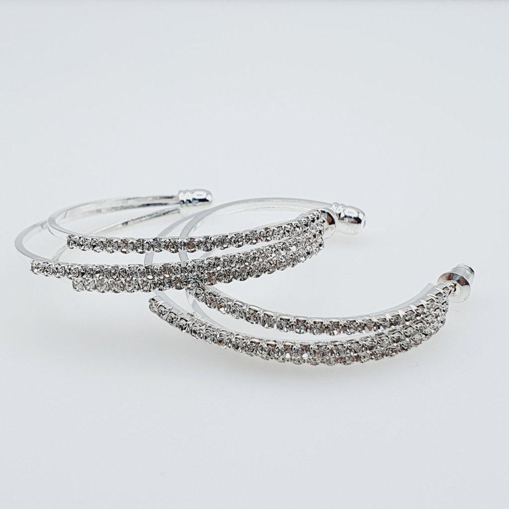 "Multilayer Round Shining 925 Silver Hoop Earrings, FB16FA1048 - Picture 5 of 5